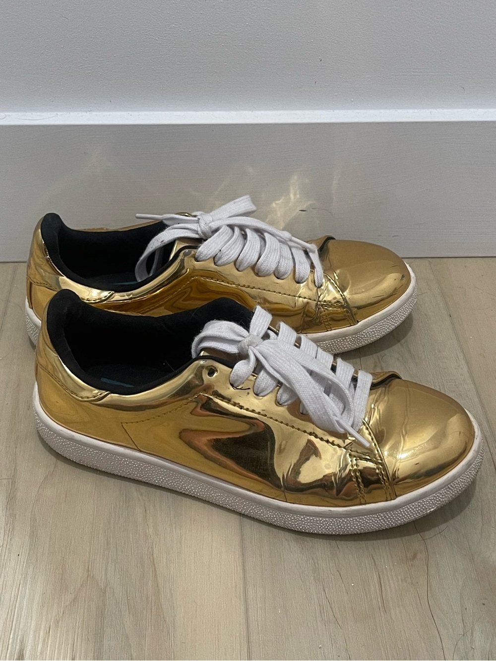 Jeffrey Campbell Metallic Gold Low-Top Sneakers